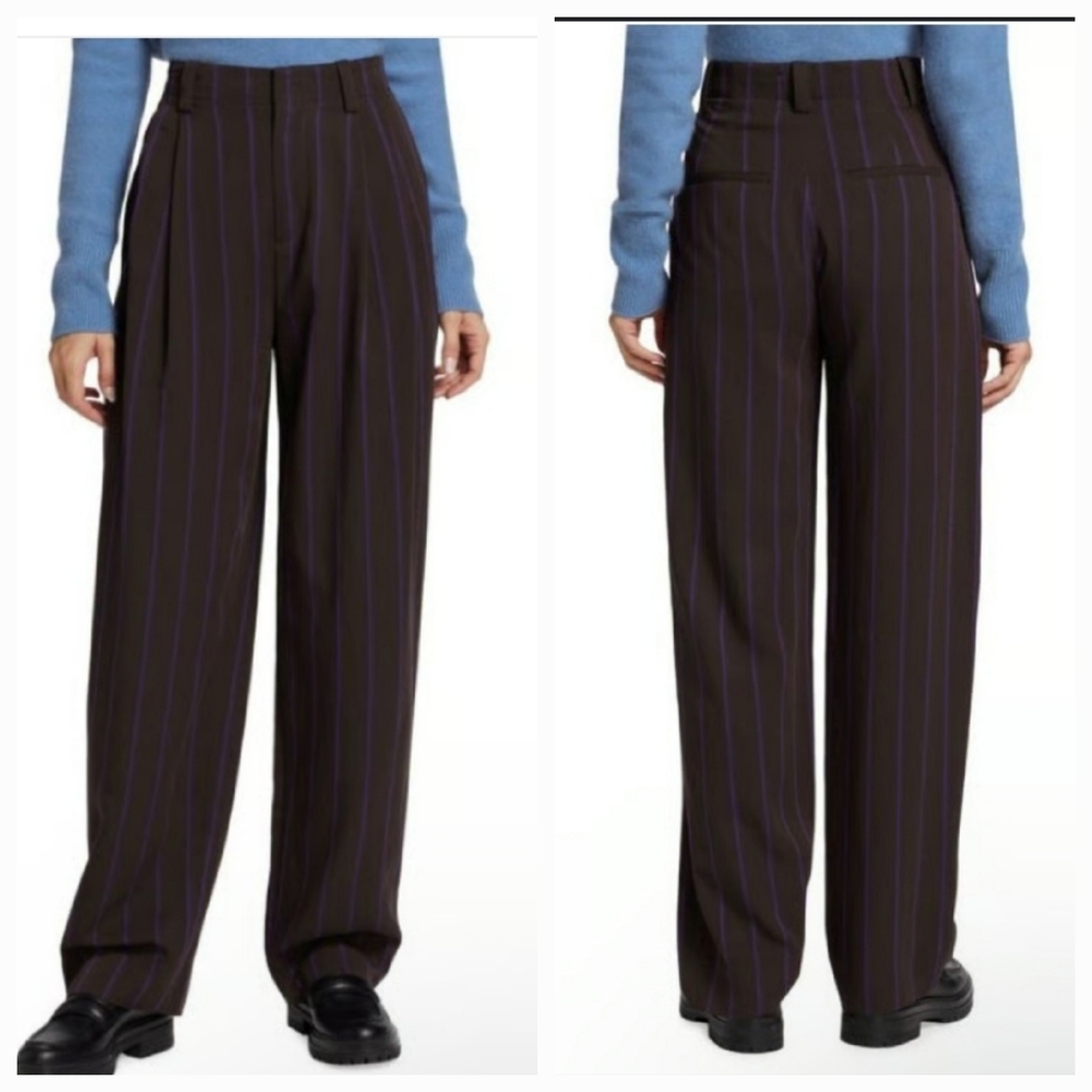 Vince Striped Brown And Purple Dress Pants